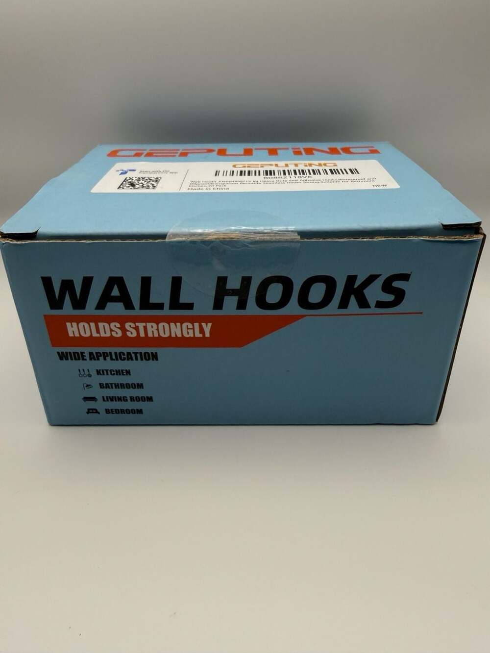 GEPUTING Wall Hooks Heavy Duty Self Adhesive 20 Pack Transparent